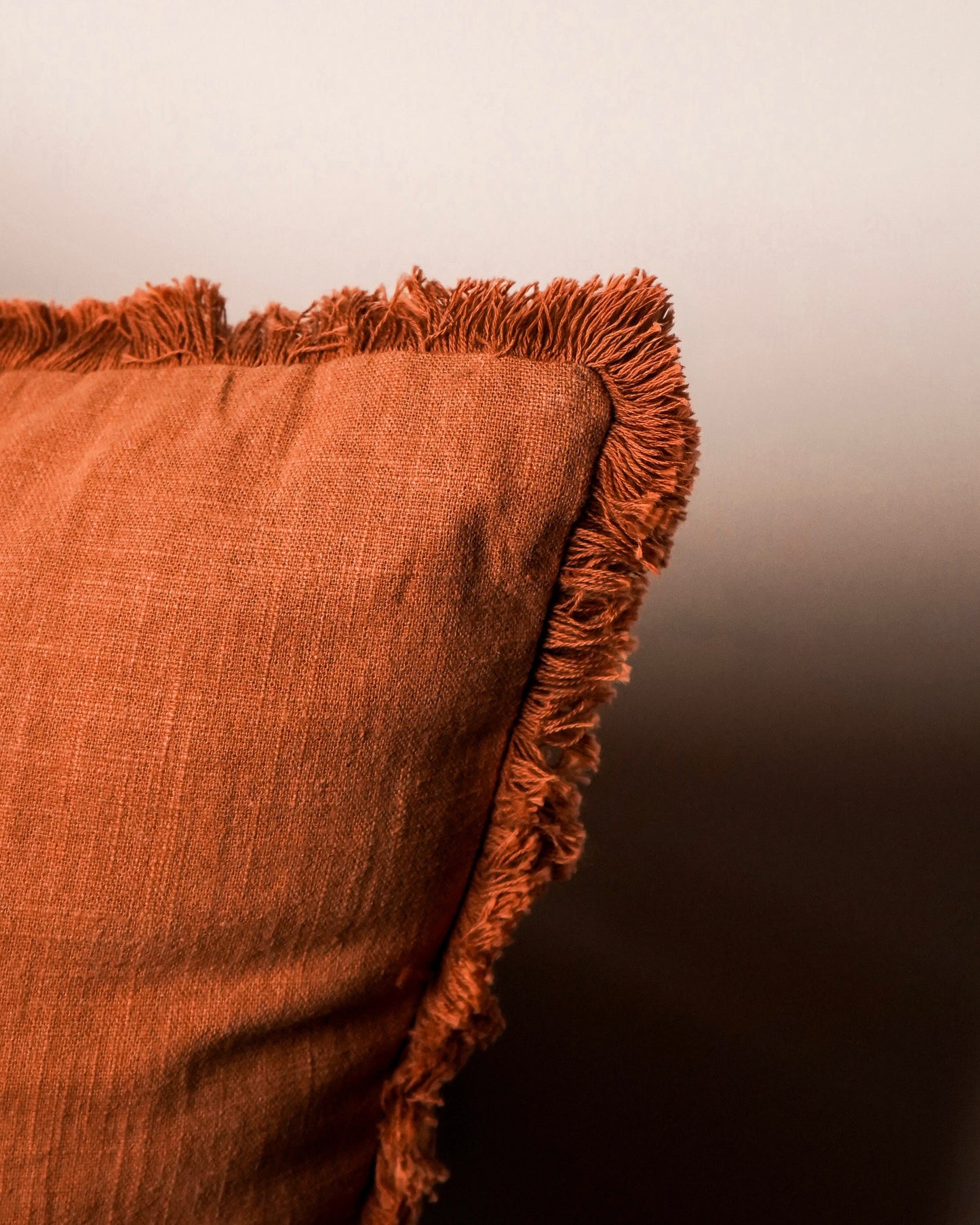 Tone on Tone Fringe Murfreesboro Pillow Large [Rust]