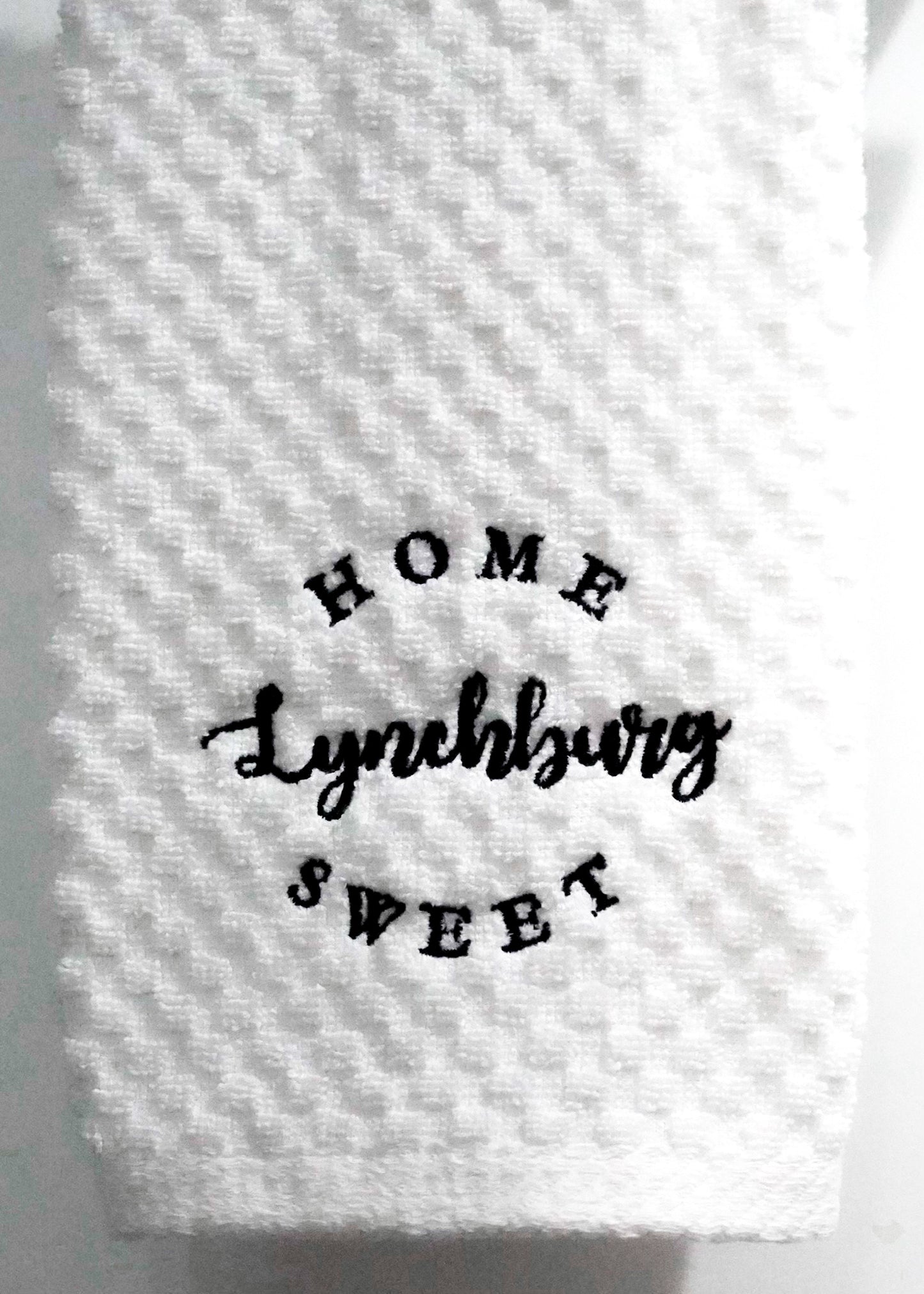 Home Sweet Lynchburg Waffle Tea Towel [White]