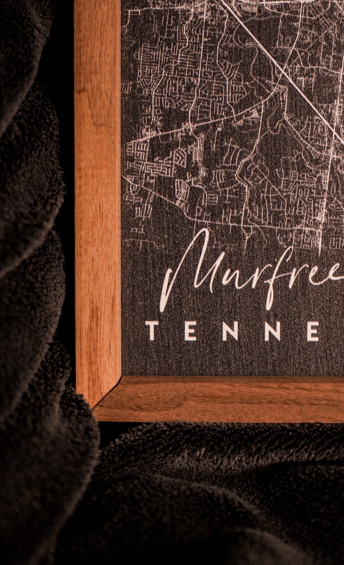 Murfreesboro Coordinates Map Wood Sign [Black]