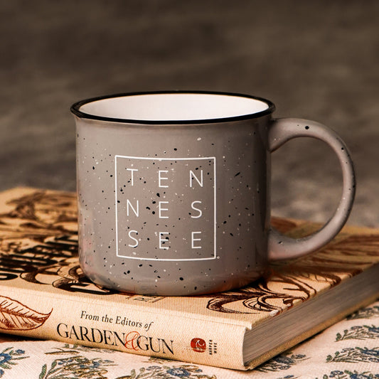 Tennessee Square© Campfire Mug | Speckled Ceramic Coffee Cup [Grey]
