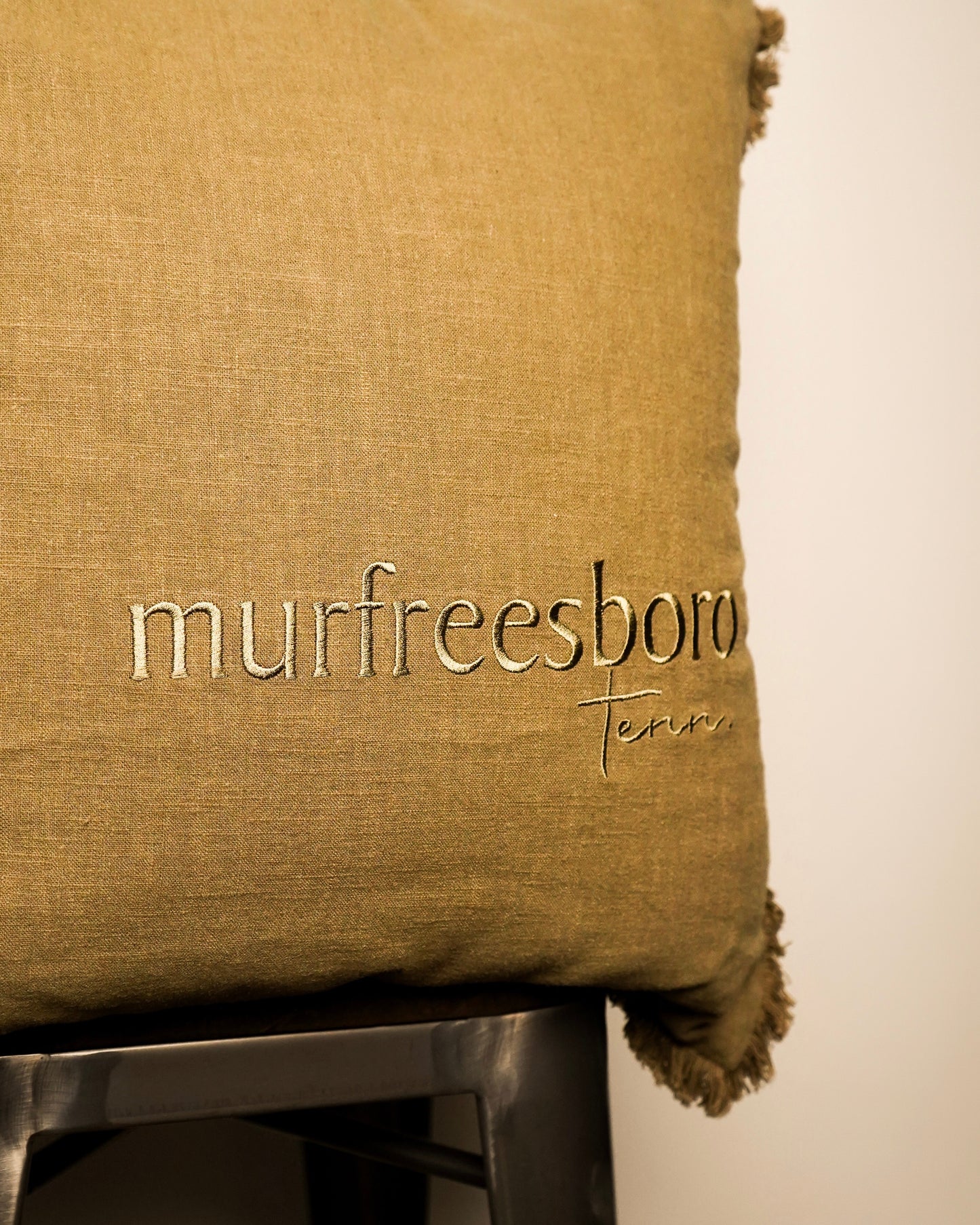 Tone on Tone Fringe Murfreesboro Pillow Large [Olive Green]