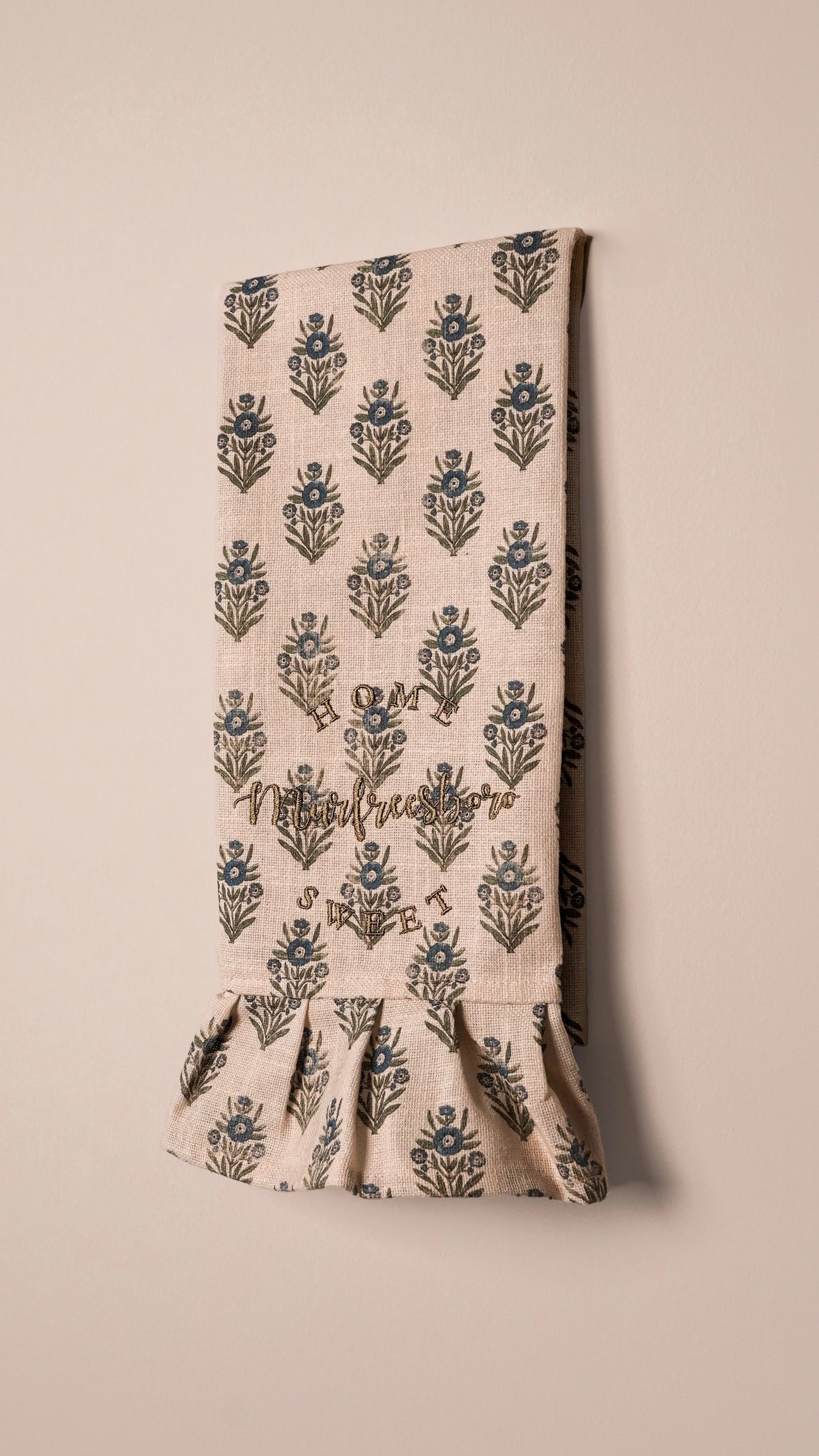 Blue Block Print Silhouette Tea Towel
