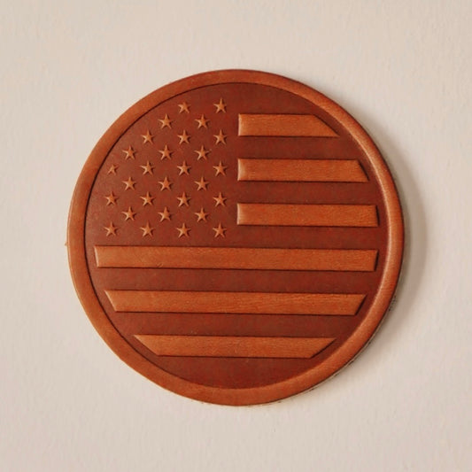 American Flag Leather Coaster