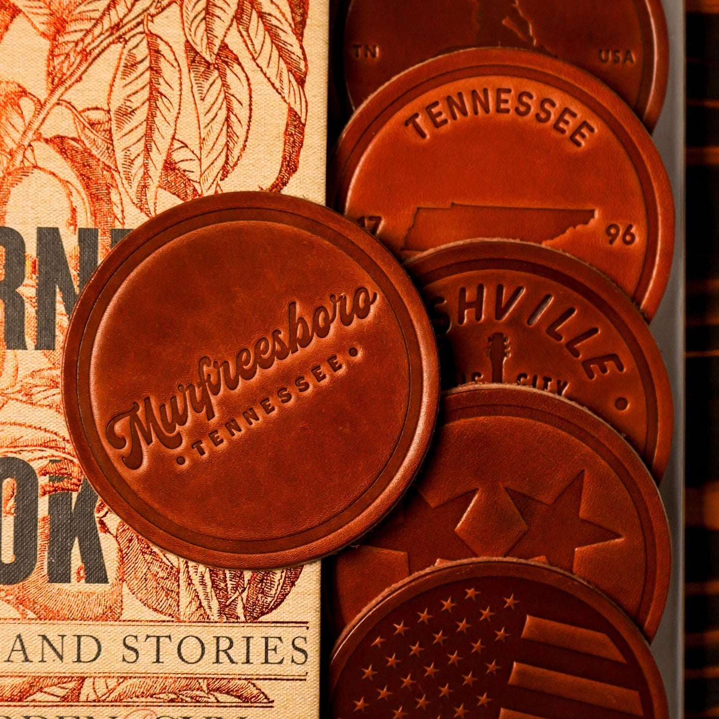 Murfreesboro Script Leather Coaster