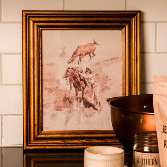 Vintage Cowgirl Rodeo Framed Prints (Set of 2)