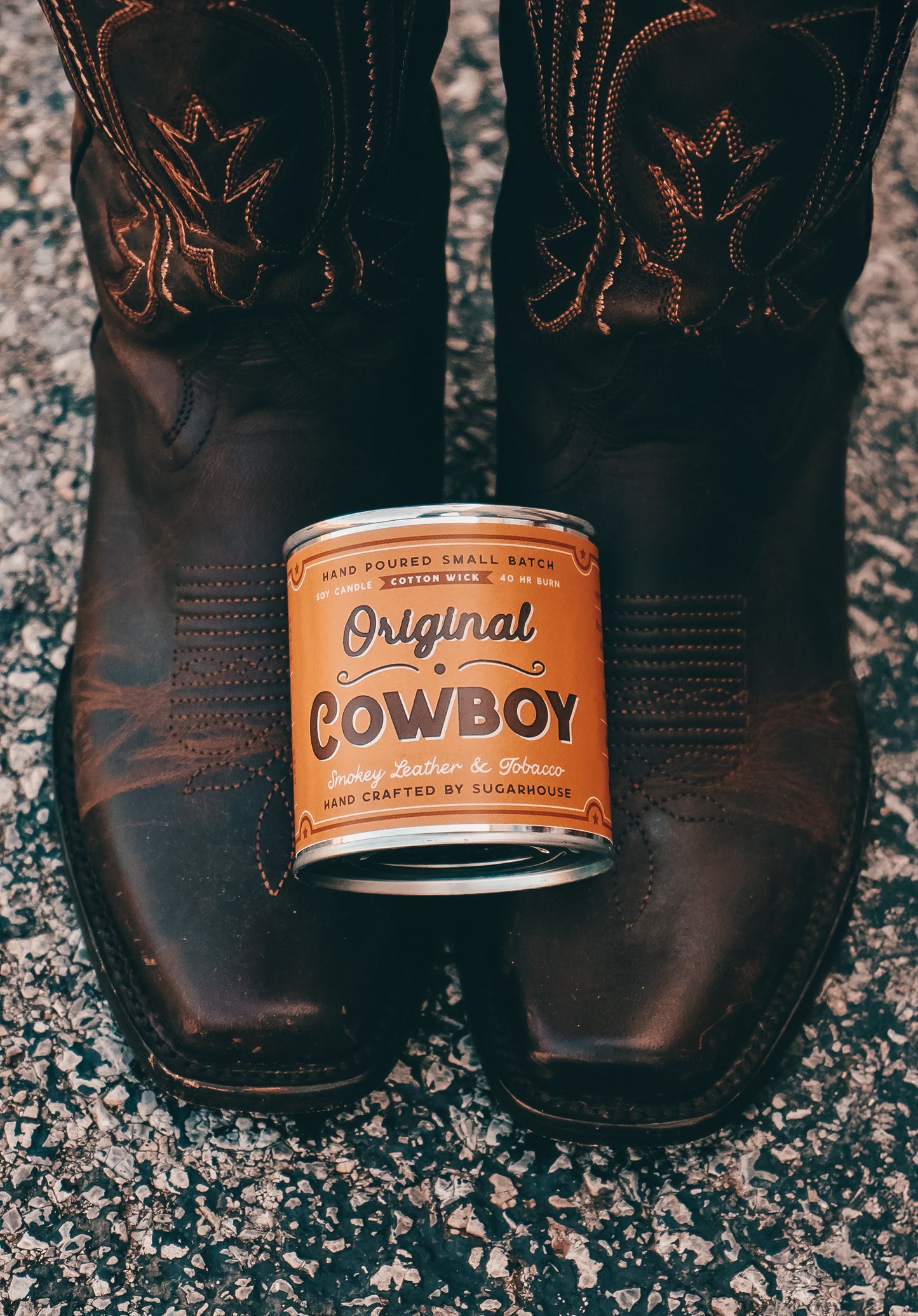Original Cowboy Soy Candle | Vintage Paint Can