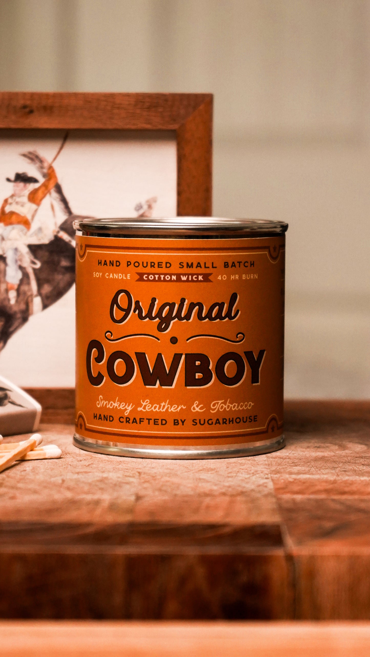 Original Cowboy Soy Candle | Vintage Paint Can