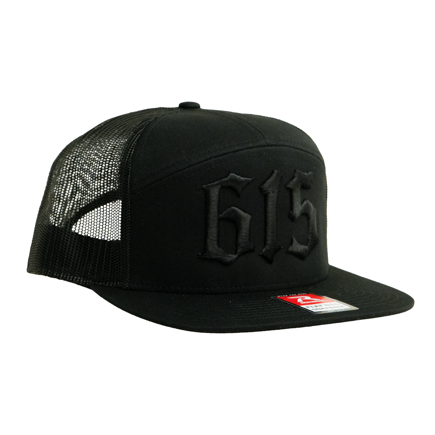 615 7 Panel Trucker Hat [Black w/ Black]