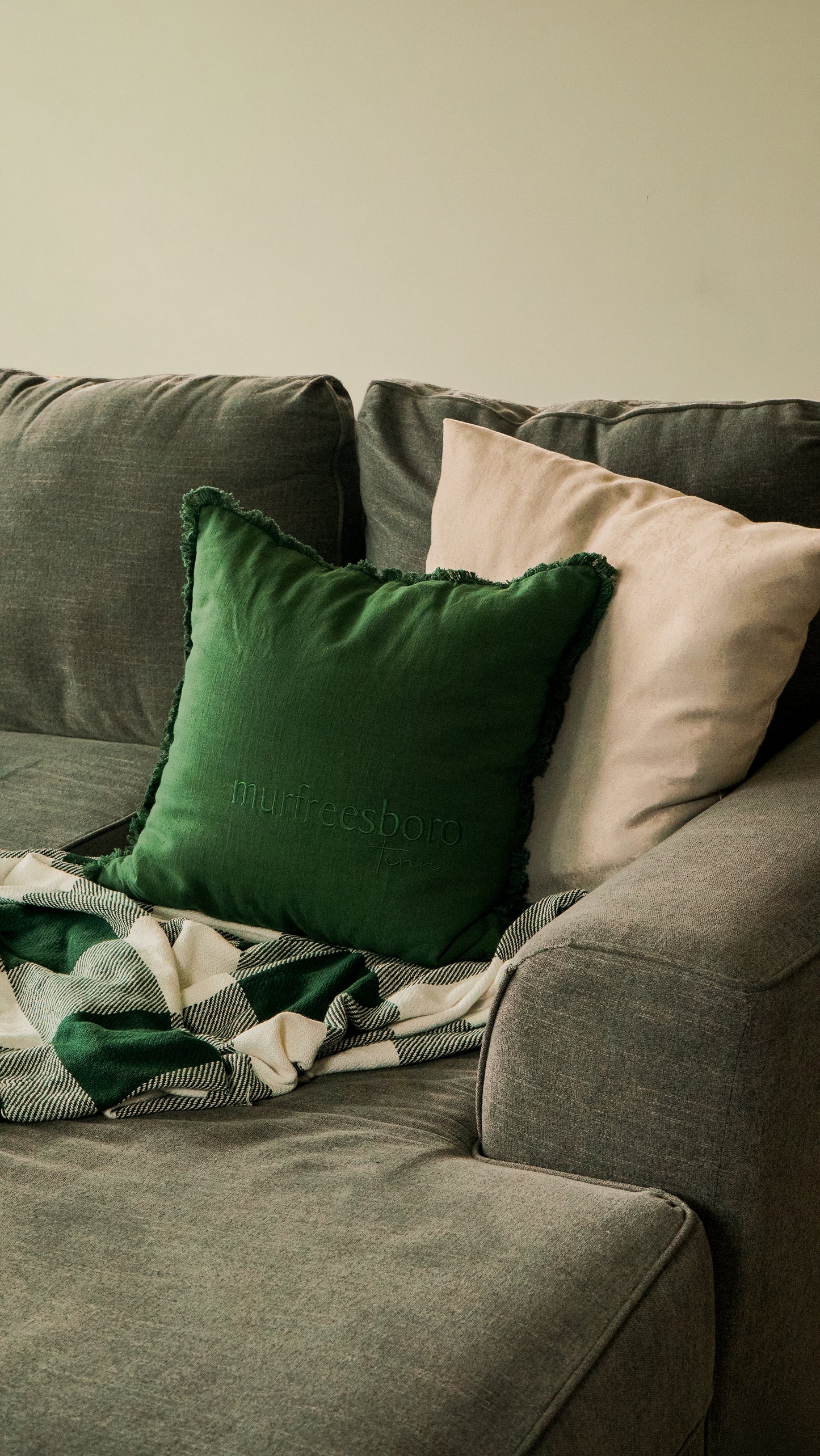 Murfreesboro Fringe Pillow Large [Forest Green]