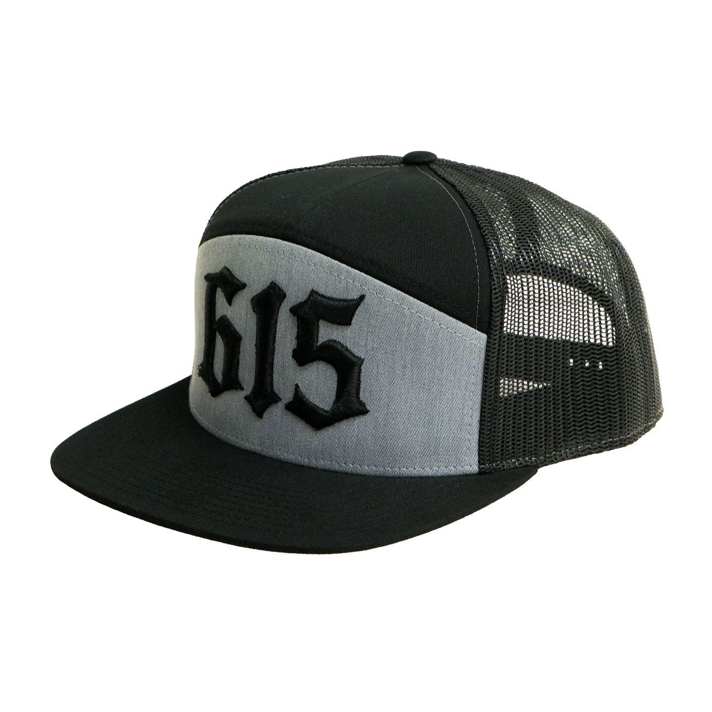 615 7 Panel Trucker Hat [Grey/ Black]