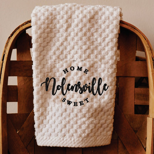 Home Sweet Nolensville Waffle Tea Towel [White]