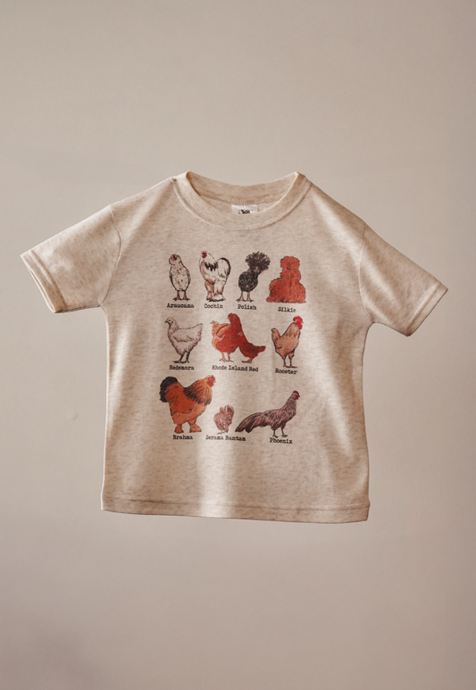 Chicken Breeds Country Western Toddler Tee [Natural]