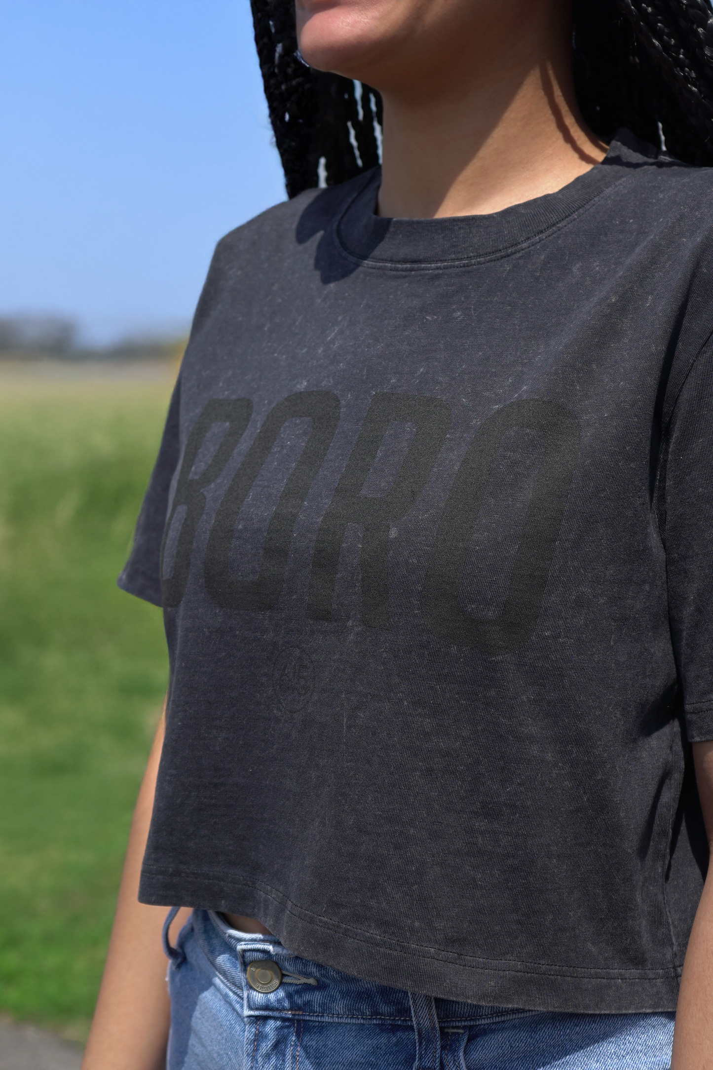 Boro Stonewash Crop Tee [Black]