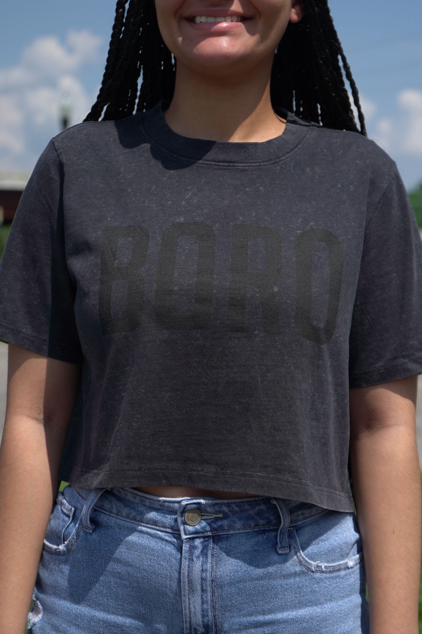 Boro Stonewash Crop Tee [Black]