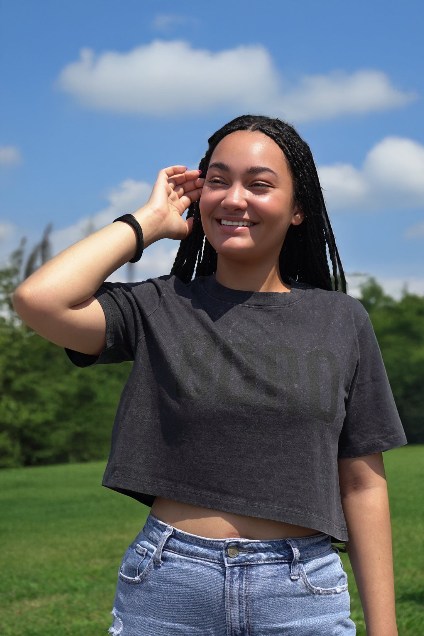 Boro Stonewash Crop Tee [Black]