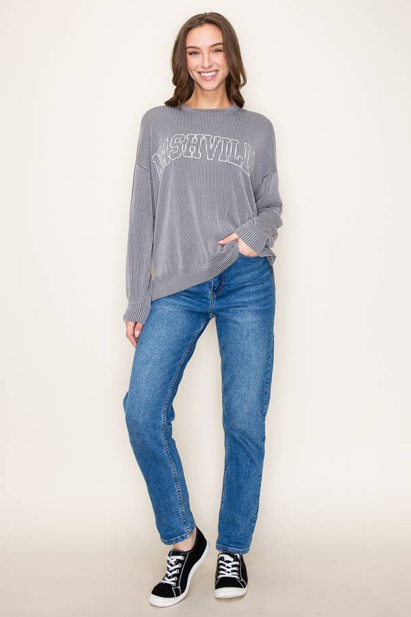 Nashville Ribbed Graphic Sweatshirt [Charcoal] – 615 Collection