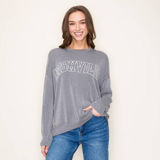 Nashville Ribbed Graphic Sweatshirt [Charcoal]