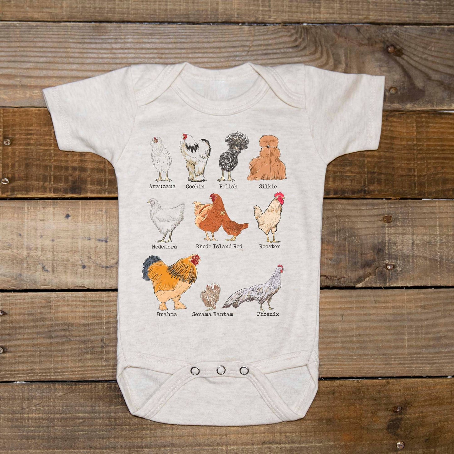 Chicken Breeds Country Western Baby Onesie [Natural]