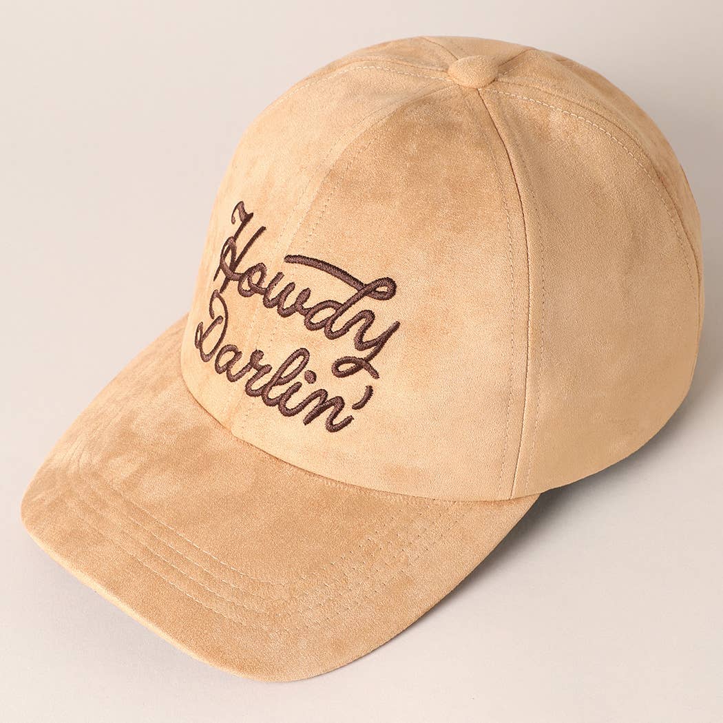 Howdy Darlin' Suede Baseball Cap [Beige]