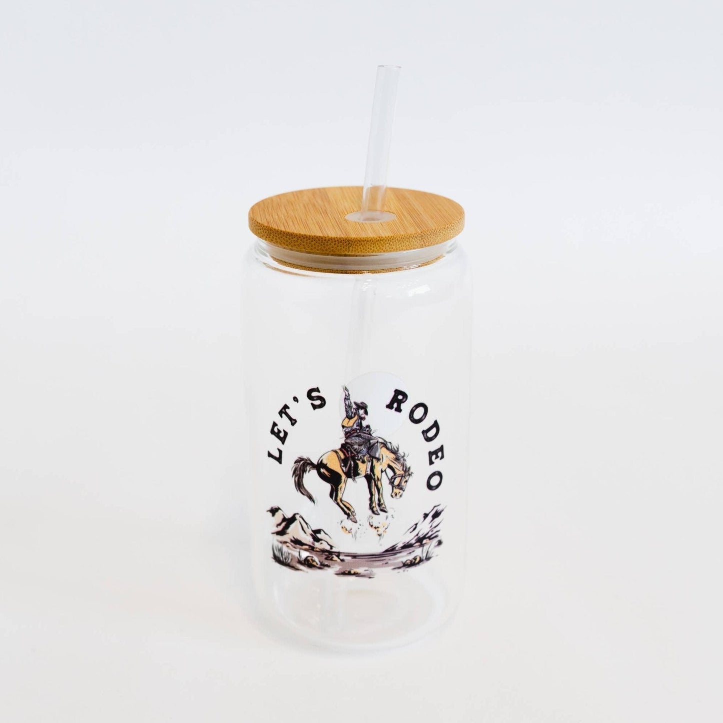 Let's Rodeo Glass Tumbler w/ Bamboo Lid