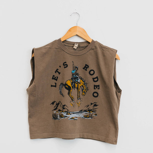 Let's Rodeo Ladies Muscle Tee [Faded Brown]