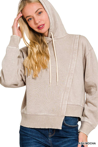 Taking Sides Asymmetrical Hoodie [Ash Mocha]