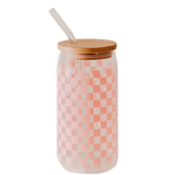 Glass Tumbler [Pink Checkered]