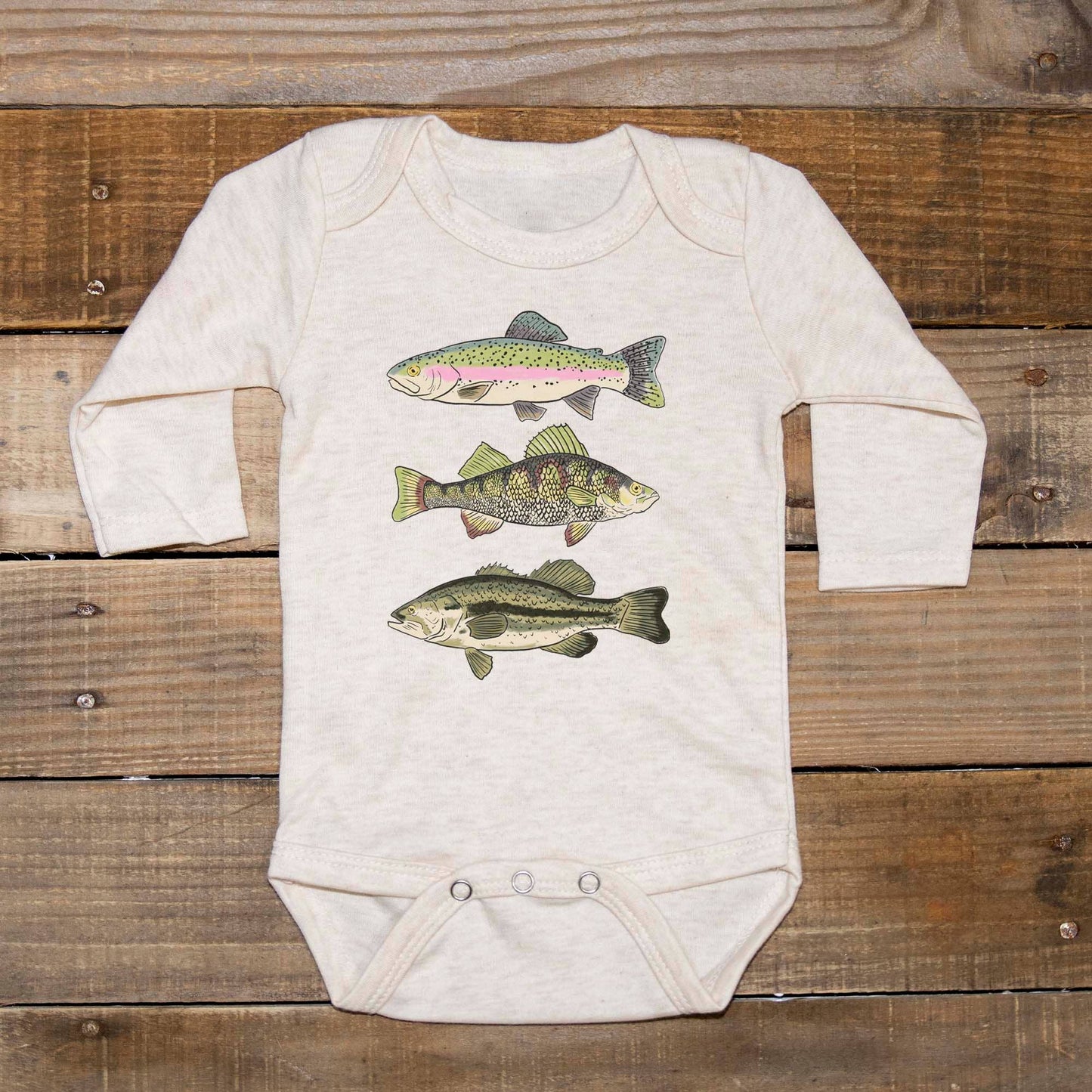 Three Fish Country Western Baby Onesie [Natural]