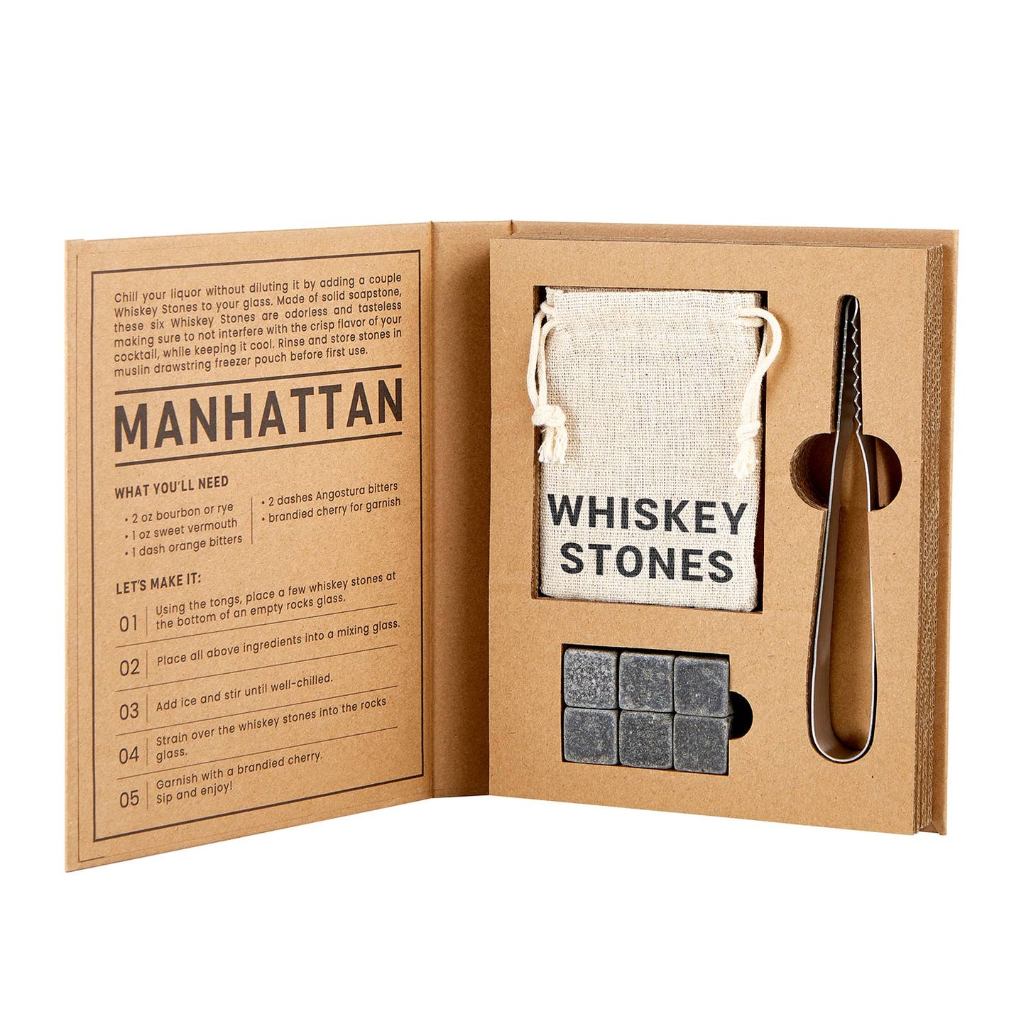 Whiskey Stones Set Gift Book Box