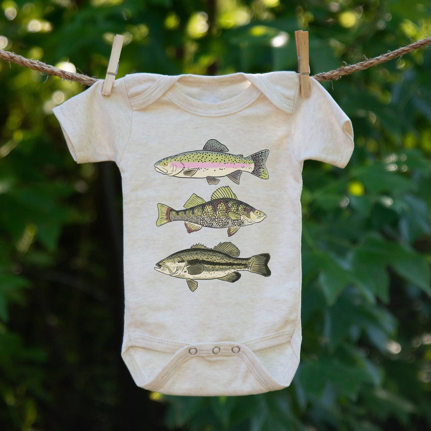 Three Fish Country Western Baby Onesie [Natural]