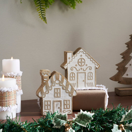 White Washed Candy Cane Lane Natural Wooden House