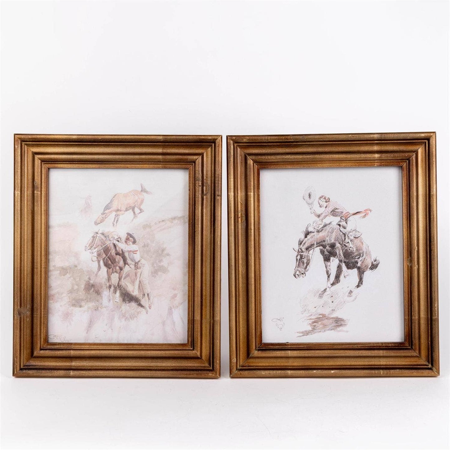 Vintage Cowgirl Rodeo Framed Prints (Set of 2)
