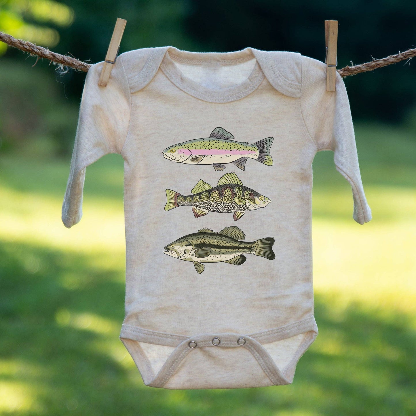 Three Fish Country Western Baby Onesie [Natural]