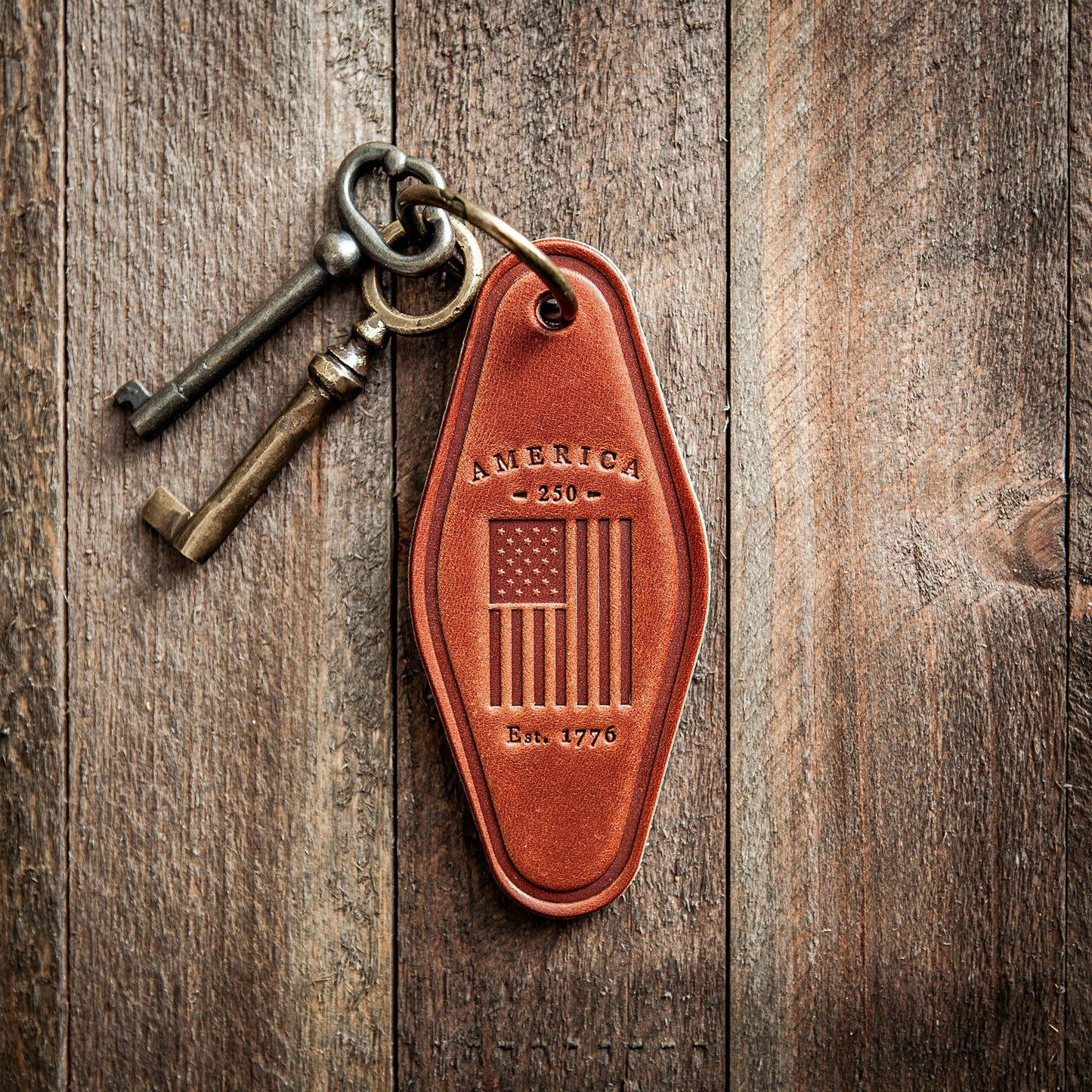 America's 250th Flag Genuine Leather Keychain