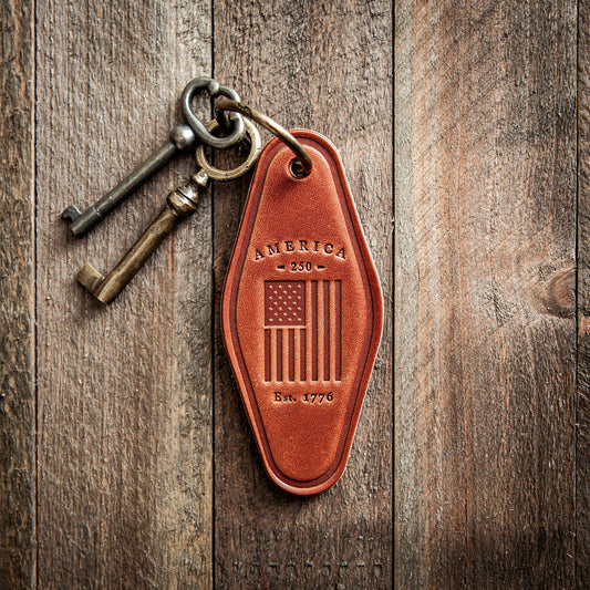America's 250th Flag Genuine Leather Keychain