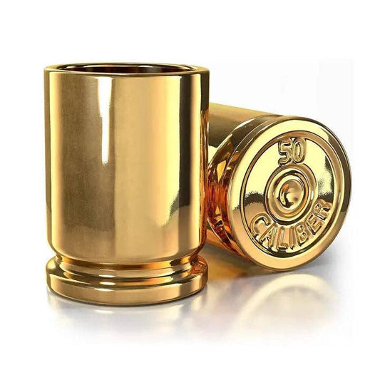 50 Caliber Brass Ceramic Shot Glasses [Set of 2]