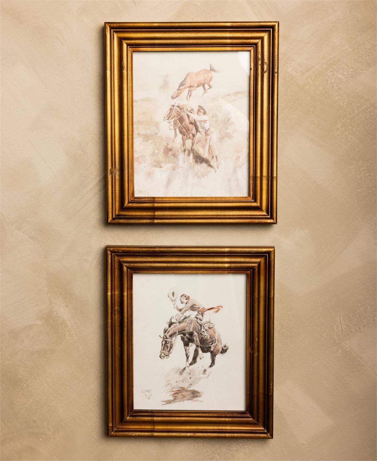 Vintage Cowgirl Rodeo Framed Prints (Set of 2)
