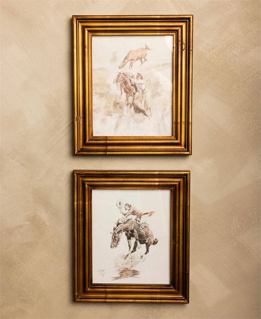 Vintage Cowgirl Rodeo Framed Prints (Set of 2)