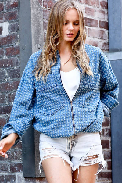 Seeing Double Textured Denim Jacket [Denim Blue]