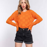 Checkmate Textured Sweater [Orange]