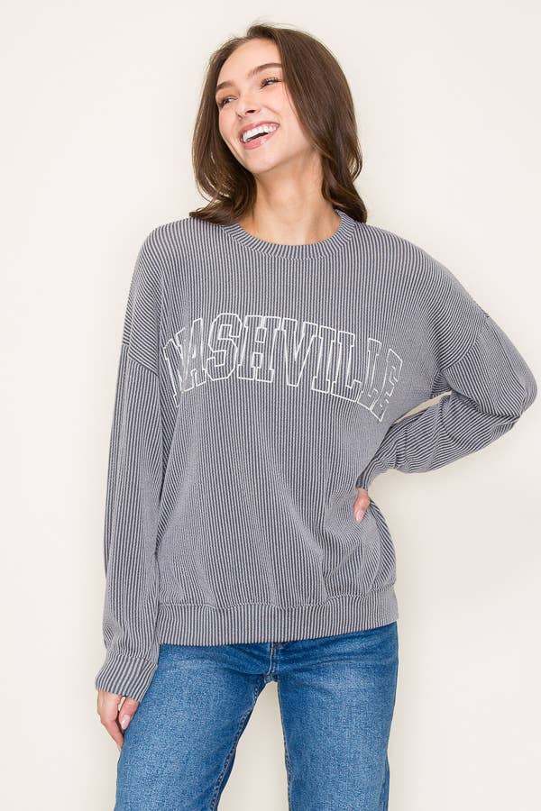 Nashville Ribbed Graphic Sweatshirt [Charcoal]