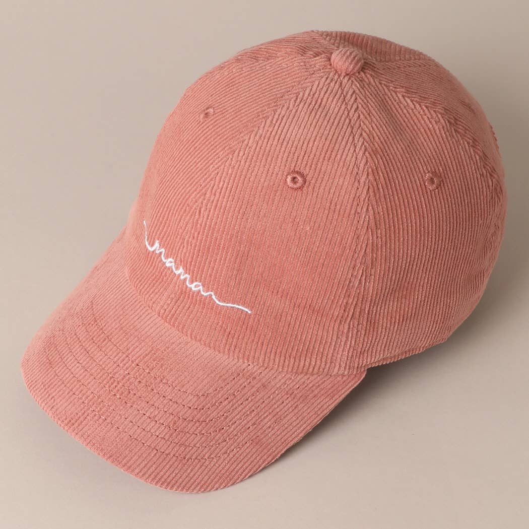 Mama Corduroy Embroidered Baseball Cap [Mauve]