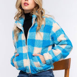 Keep it Cozy Checkered Sherpa [Blue]