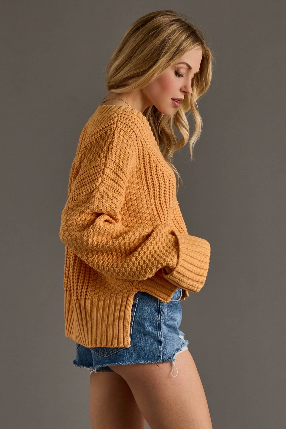 Knit Button Up Cardigan [Orange]