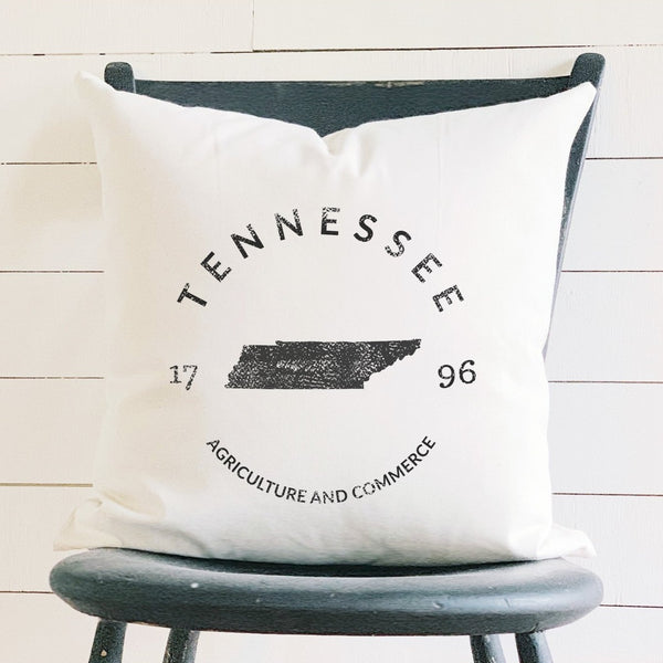 State Badge & Motto- Canvas Throw Pillow