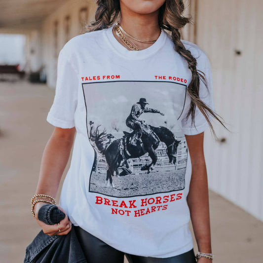 Break Horses Not Hearts Graphic Tee [White]