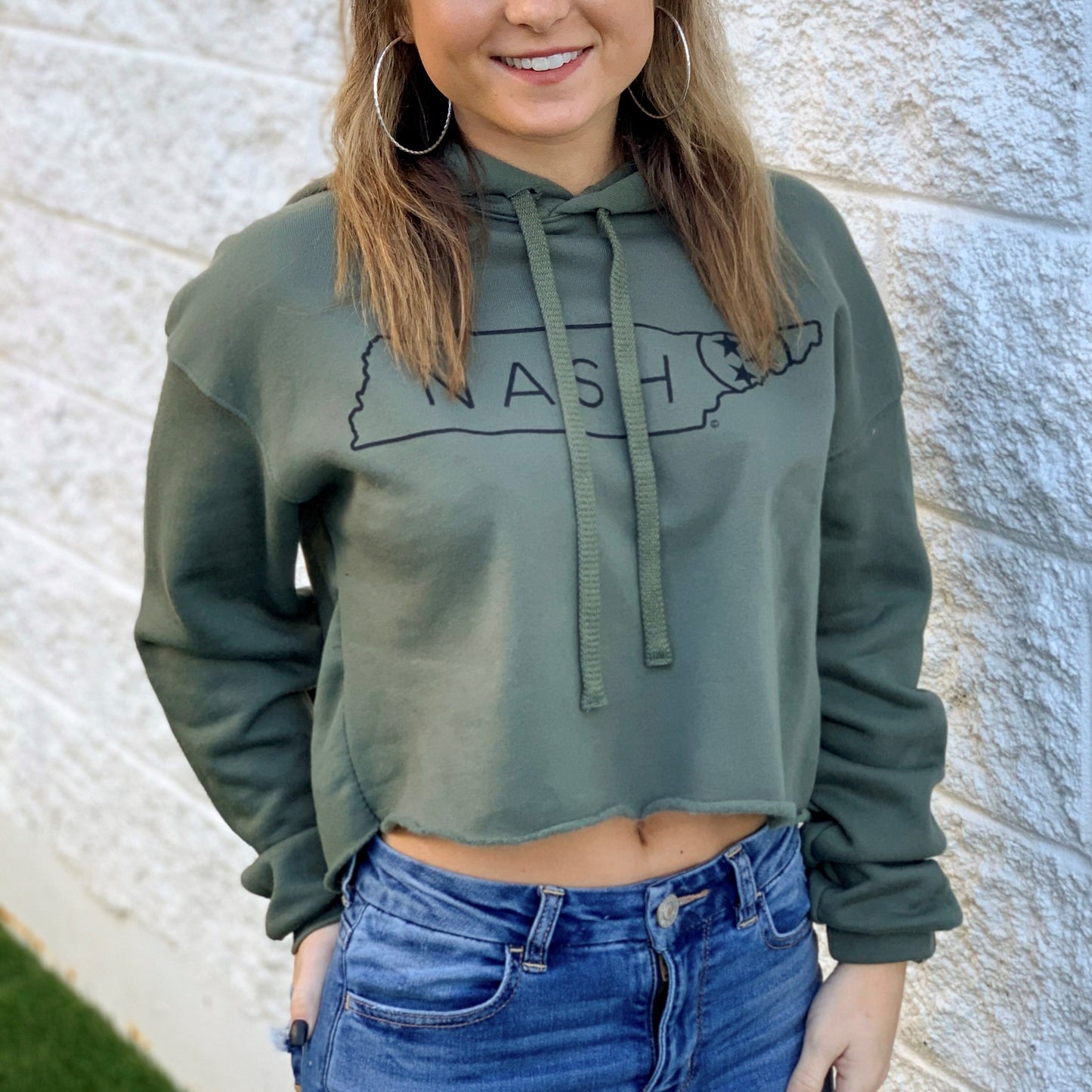 Nash Cropped Hoodie [Military Green]