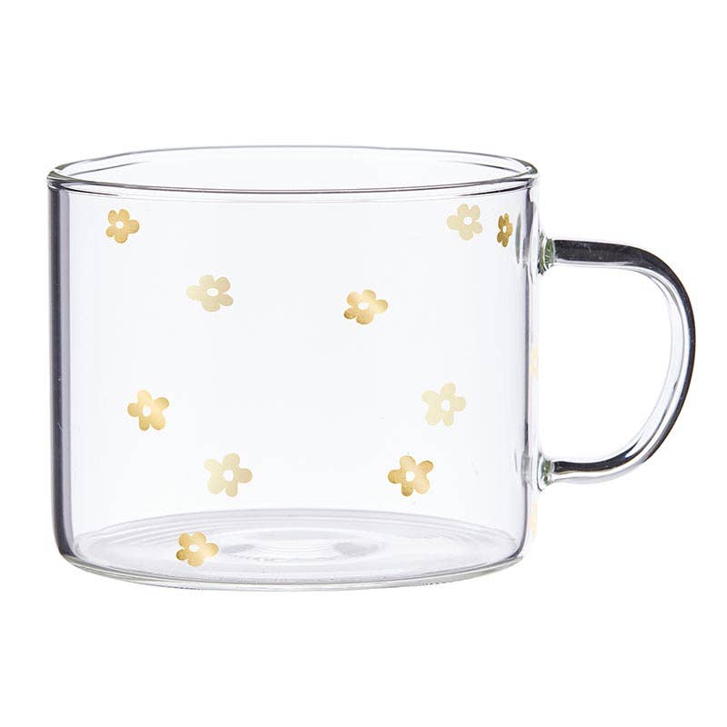 Glass Mug [Gold Floral]