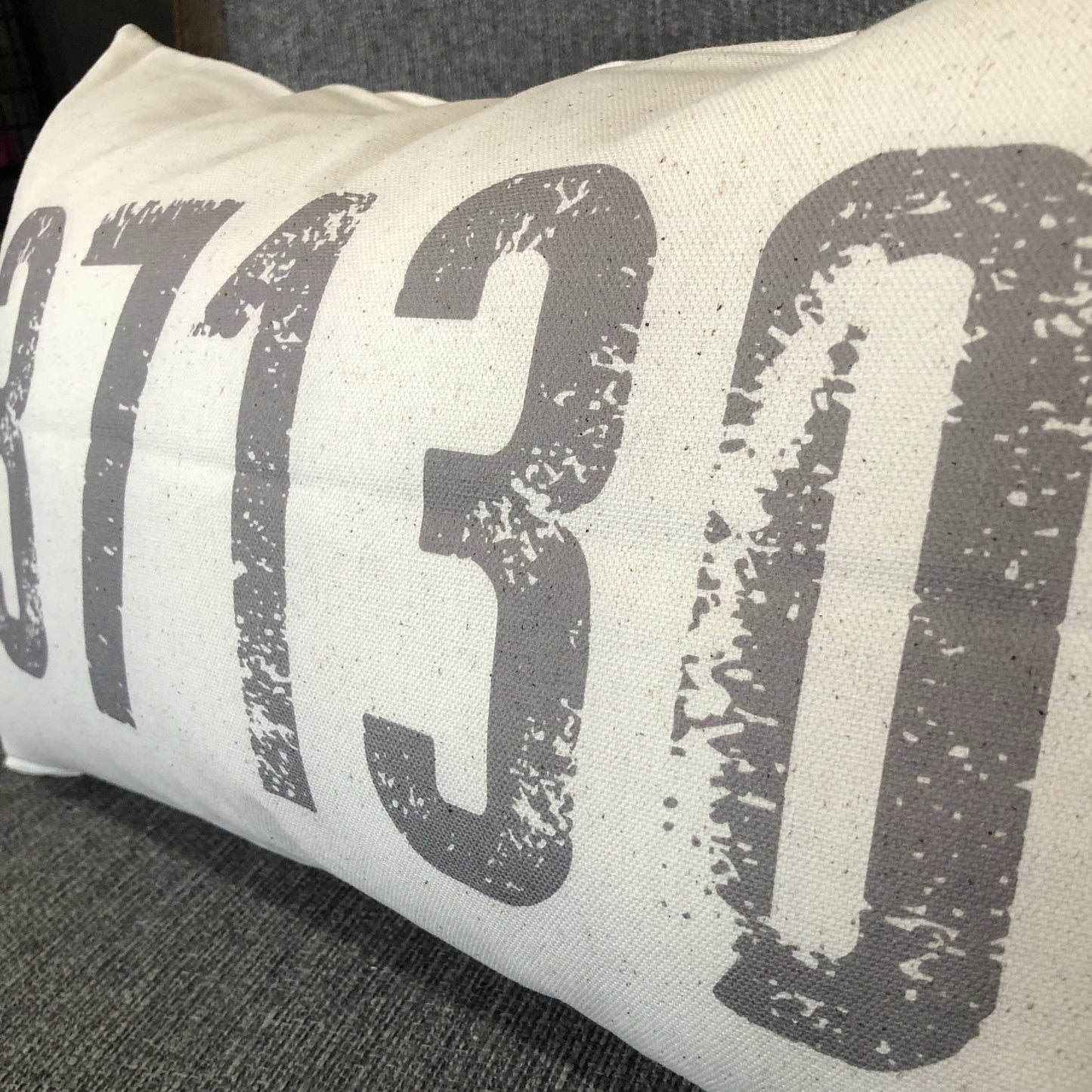 Zip Code Canvas Throw Pillow