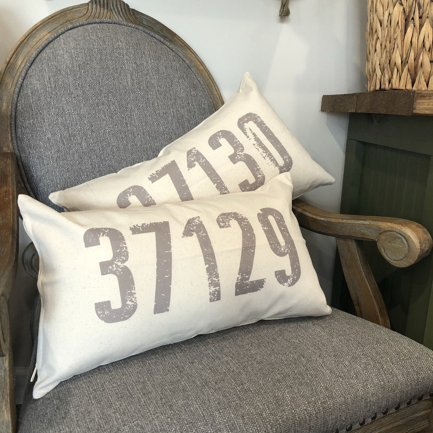 Zip Code Canvas Throw Pillow